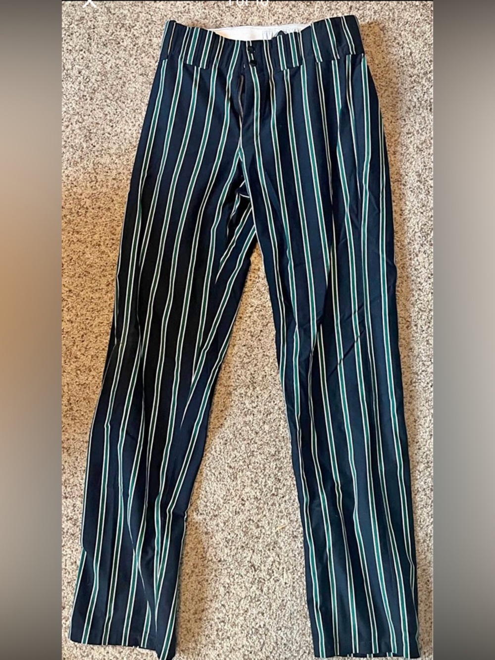 Softball Men's Black Vertical Stripe Pants with Teal Pinstripes